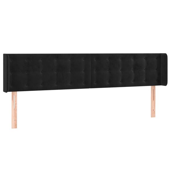 vidaXL sengegavl med LED-lys 163x16x78/88 cm fl&oslash;jl sort