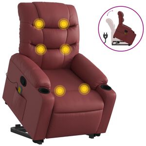 vidaXL l&oslash;ftestol med massagefunktion kunstl&aelig;der vinr&oslash;d