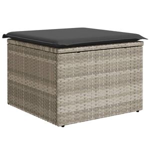 vidaXL haveskammel med hynde 55x55x37 cm polyrattan lysegr&aring;