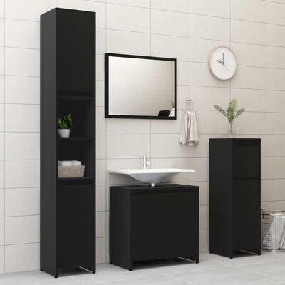 vidaXL møbelsæt til badeværelse konstrueret træ sort