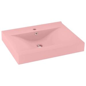vidaXL luksuri&oslash;s h&aring;ndvask med vandhanehul 60x46 cm keramisk mat pink