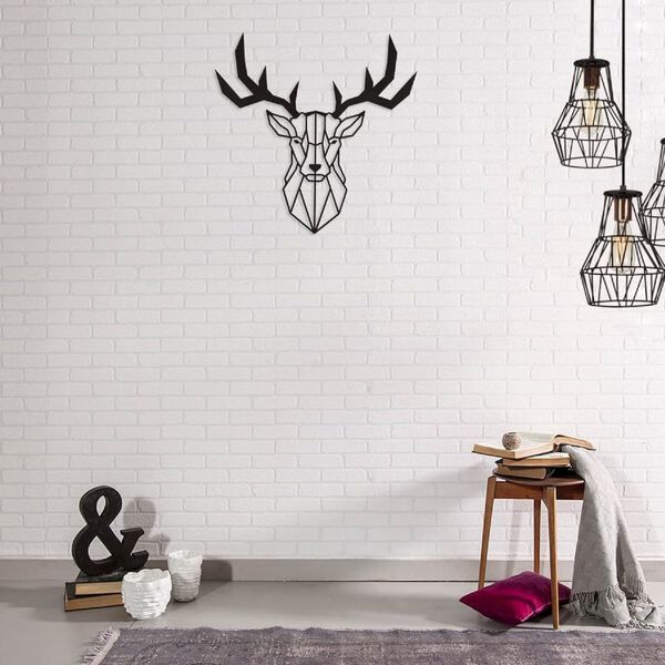 Homemania v&aelig;gdekoration Deer 51x51 cm st&aring;l sort