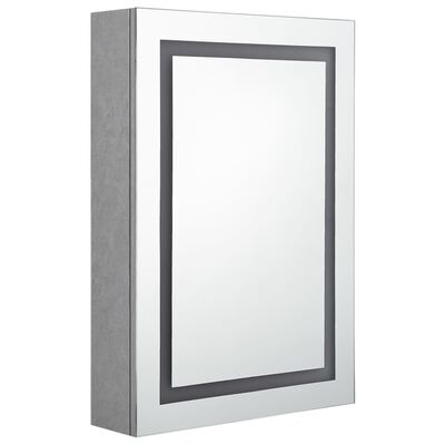 vidaXL badeværelsesskab med spejl + LED-lys 50x13x70 cm betongrå