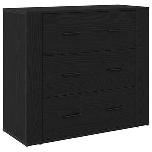 vidaXL Sideboard med skuffe Sort eg 80 x 33 x 70 cm Konstrueret tr&aelig;