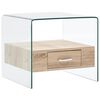 vidaXL sofabord med skuffe 50 x 50 x 45 cm h&aelig;rdet glas