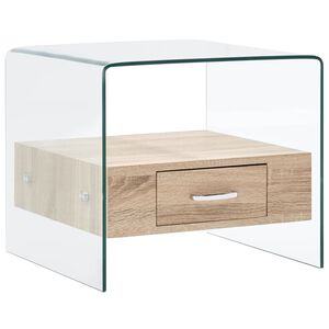 vidaXL sofabord med skuffe 50 x 50 x 45 cm h&aelig;rdet glas