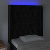 vidaXL sengegavl med LED-lys 83x16x118/128 cm fl&oslash;jl sort
