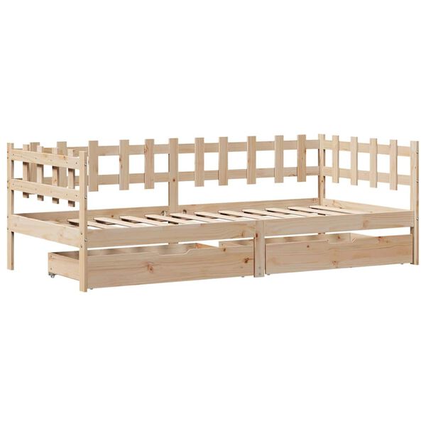 vidaXL daybed med skuffer 90x190 cm massivt fyrretr&aelig;