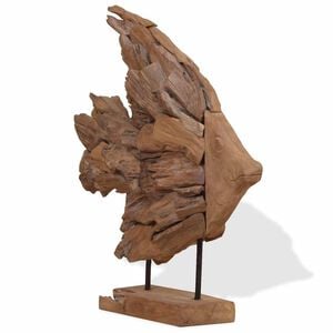 vidaXL fiskeskulptur i teaktr&aelig; 40x12x57 cm