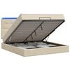 vidaXL Ottoman seng med madras og LED Cremefarvet 140 x 190 cm Stof