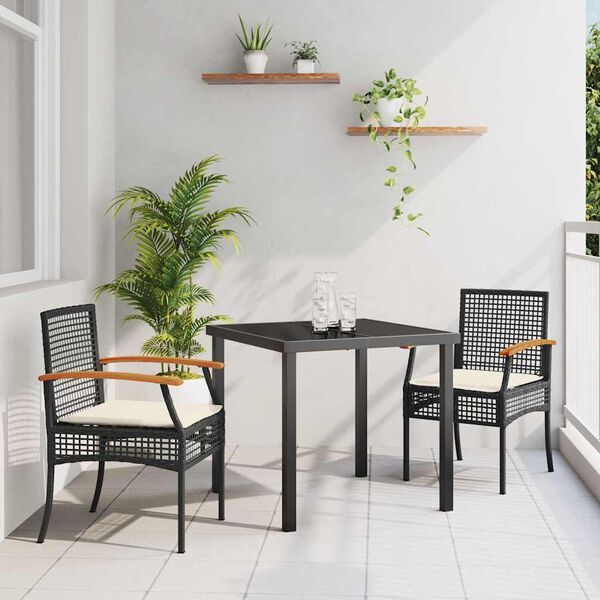 vidaXL Have Spisebordss&aelig;t 3 pcs Sort polyrattan
