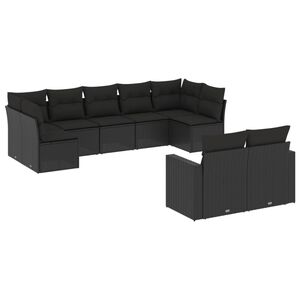 vidaXL sofas&aelig;t til haven 9 dele med hynder polyrattan sort