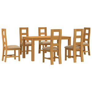 vidaXL Spisestues&aelig;t 7 stk. Beige Massivt Eg Tr&aelig;