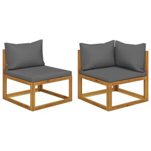 vidaXL sofas&aelig;t 2 dele m&oslash;rkegr&aring; hynder massivt akacietr&aelig;