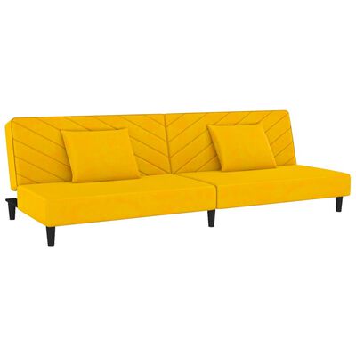 vidaXL 2-personers sovesofa med 2 puder fløjl gul