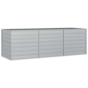 vidaXL h&oslash;jbed 240x80x77 cm galvaniseret st&aring;l s&oslash;lvfarvet