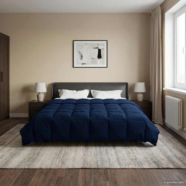 vidaXL Hel&aring;rs dyne Quilting M&oslash;rk bl&aring; 200 x 240 cm Mikrofiber