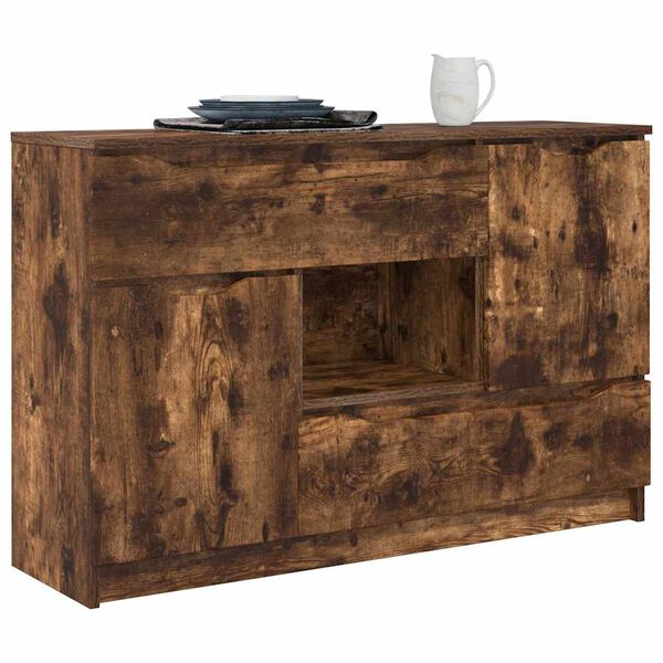 vidaXL Sideboard med skuffe Røget eg 100 x 30 x 65,6 Konstrueret træ