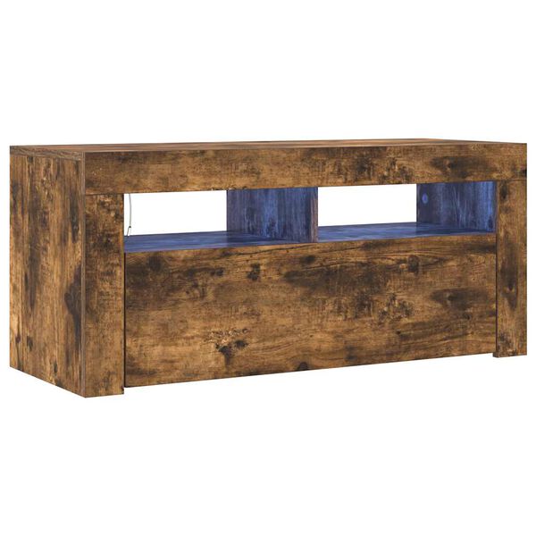 vidaXL tv-bord med LED-lys 90x35x40 cm røget egetræsfarve