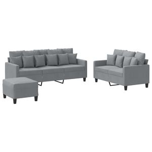 vidaXL sofas&aelig;t 3 dele med hynder stof lysegr&aring;