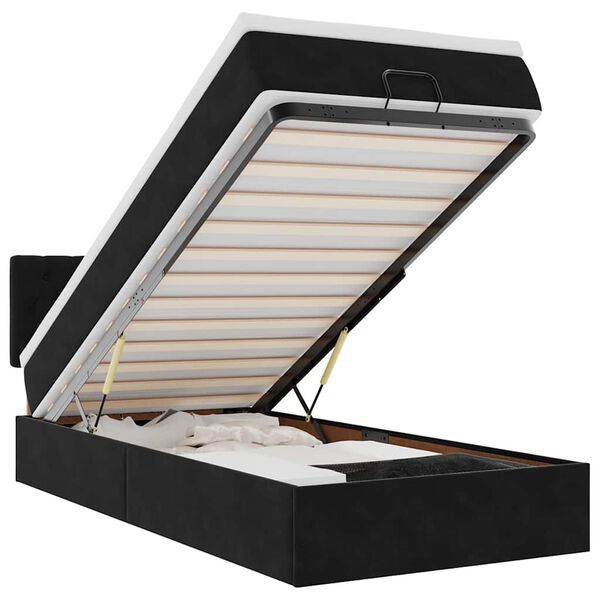 vidaXL osmannisk sengeramme med madras 100x200 cm fl&oslash;jl sort