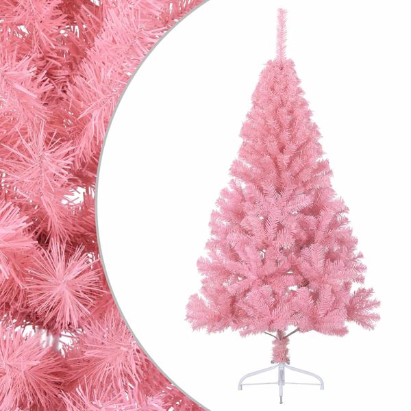 vidaXL kunstigt halvt juletræ med juletræsfod 150 cm PVC pink