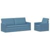 vidaXL Sofa S&aelig;t 2 pcs Bl&aring; Velourstof
