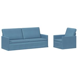 vidaXL Sofa S&aelig;t 2 pcs Bl&aring; Velourstof