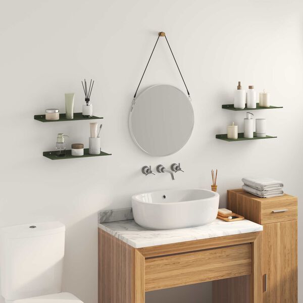 vidaXL Sv&aelig;vende hylde 4 pcs Oliven gr&oslash;n 40 x 18 x 2,5 cm St&aring;l