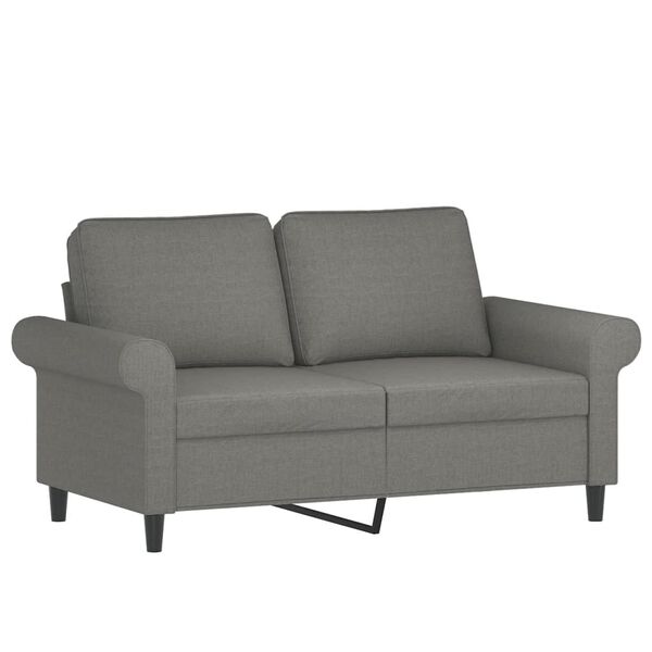 vidaXL 2-personers sofa med puder og hynder 120 cm stof m&oslash;rkegr&aring;