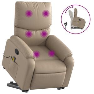 vidaXL l&oslash;ftestol med massagefunktion kunstl&aelig;der cappuccino
