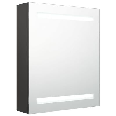 vidaXL badeværelsesskab med spejl + LED-lys 50x14x60 cm antracitgrå