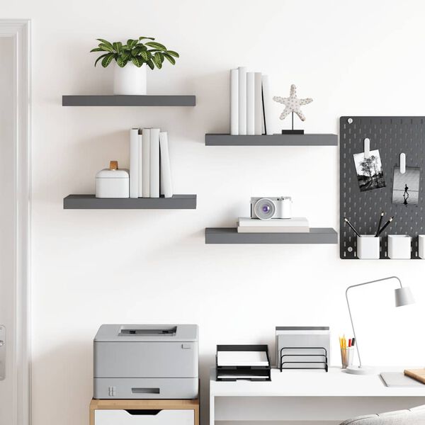 vidaXL v&aelig;ghylder 4 stk. 50x23x3,8 cm MDF gr&aring; h&oslash;jglans