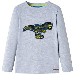 vidaXL Lang&aelig;rmet T-shirt til b&oslash;rn str. 128 gr&aring;meleret