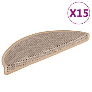 vidaXL selvkl&aelig;bende trappem&aring;tter 15stk. 56x17x3cm sisal-look lys beige