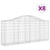 vidaXL buede gabionkurve 8 stk. 200x30x80/100 cm galvaniseret jern