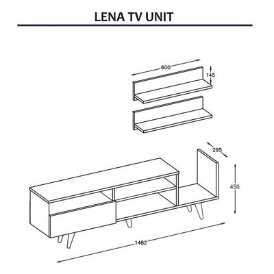 Homemania tv-møbel Lena 148,2x29,5x45 cm hvid og eg