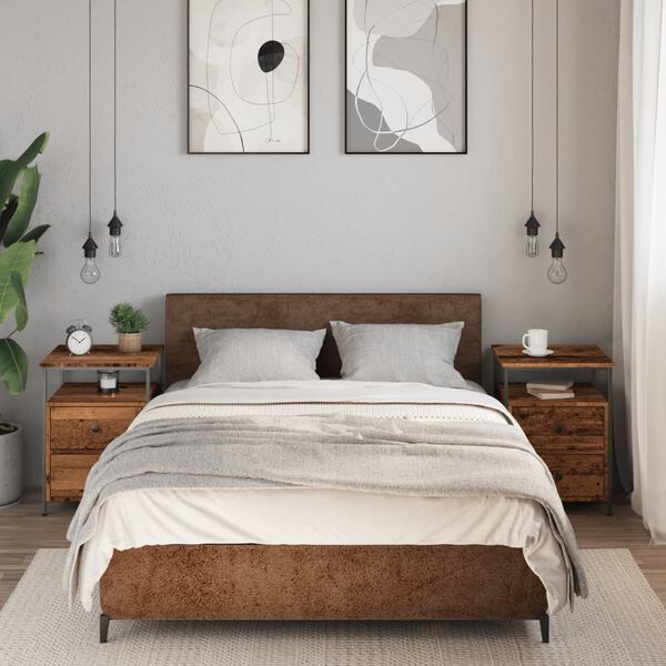 vidaXL sengeborde 2 stk. 44x45x60 cm konstrueret tr&aelig; antikt tr&aelig;look