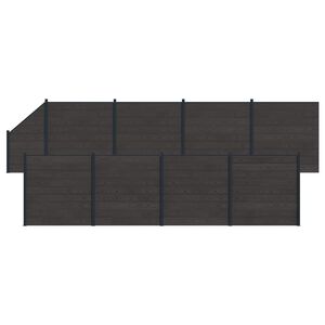 vidaXL Hegnss&aelig;t 9 pcs 1484 x 186 cm WPC og Aluminium Sort