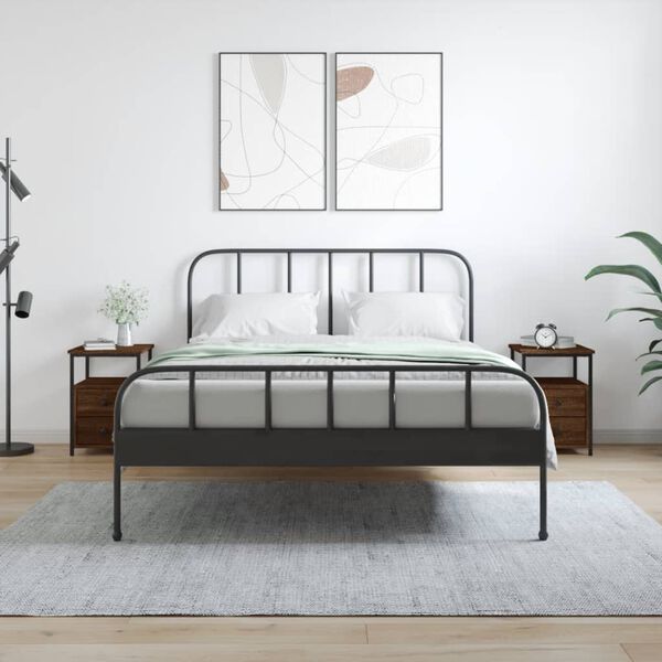 vidaXL sengeborde 2 stk. 34x35,5x50 cm konstrueret tr&aelig; brunt egetr&aelig;