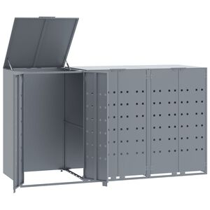 vidaXL skraldespandsskjuler 207x79x117 cm 3 rum st&aring;l gr&aring;