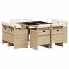 vidaXL spisebordss&aelig;t til haven 9 dele med hynder polyrattan beige