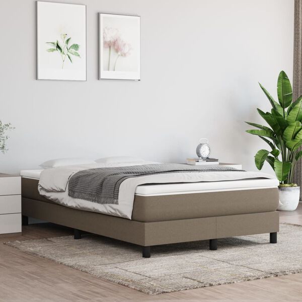 vidaXL Boxspring sengeramme Taupe 120x200 cm Stof