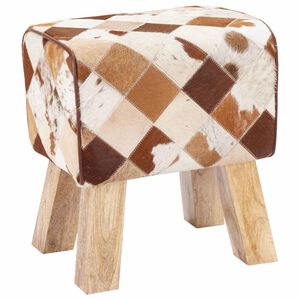 vidaXL b&aelig;nk 40 x 30 x 45 cm &AElig;gte L&aelig;der Brun patchwork