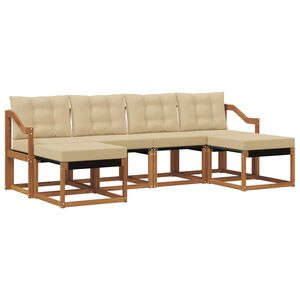 vidaXL Udend&oslash;rs sofagruppe med pude 6 pcs Naturlig og Beige