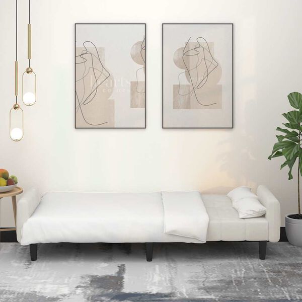 vidaXL 2-personers sovesofa fløjl cremefarvet