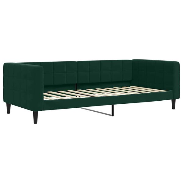 vidaXL daybed med udtr&aelig;k og madras 90x200 cm velour m&oslash;rkegr&oslash;n