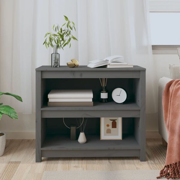 vidaXL bogreol 80x35x68 cm massivt fyrretr&aelig; gr&aring;