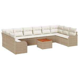 vidaXL Havesofa S&aelig;t med opbevaring 11 pcs Beige og creme polyrattan