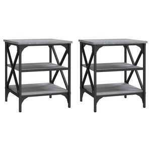 vidaXL sideborde 2 stk. 40x42x50 cm konstrueret tr&aelig; gr&aring; sonoma-eg